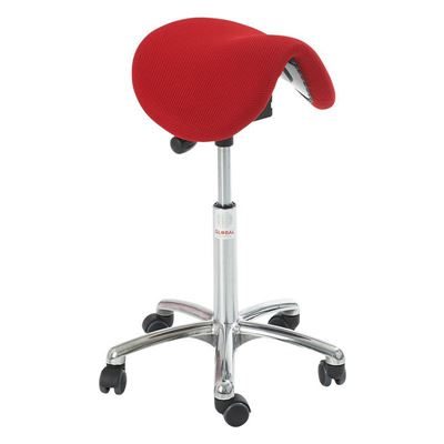 Sadelstol Dalton, röd tyg, utan ryggstöd, flexmekanism