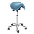 Sadelstol Dalton, ljusblå tyg, utan ryggstöd, fast sits