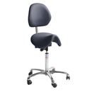 Sadelstol Dalton, blå konstläder, med ryggstöd, freefloat