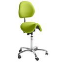 Sadelstol Dalton, grön konstläder, med ryggstöd, freefloat