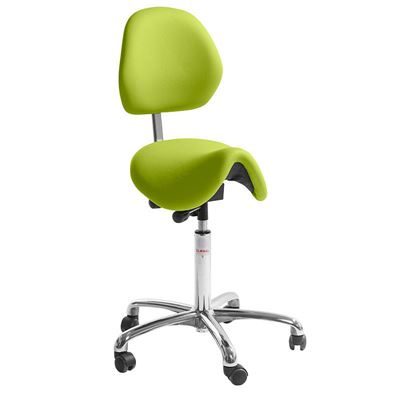 Sadelstol Dalton, grön konstläder, med ryggstöd, freefloat