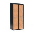 Klädskåp Fydor FFF, 800x550x1900 mm, 4 dörrar i 2 skåp, sluttande tak, ant/ek