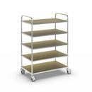 Hyllvagn Telma ESD, 4 länkhjul, 5 hyllor, LxBxH 980 x 585 x 1445 mm, 2 med broms