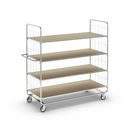 Hyllvagn Telma ESD, långa varianter, 4 länkhjul, 4 hyllor, LxBxH 1195 x 470 x 1120 mm, 2 med broms