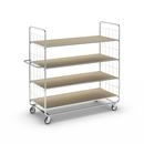 Hyllvagn Telma ESD, långa varianter, 4 länkhjul, 4 hyllor, LxBxH 1195 x 470 x 1120 mm, 2 med broms, från 2 st