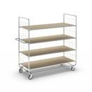 Hyllvagn Telma ESD, långa varianter, 4 länkhjul, 4 hyllor, LxBxH 1195 x 470 x 1120 mm, 2 med broms, från 5 st