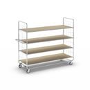 Hyllvagn Telma ESD, långa varianter, 4 länkhjul, 4 hyllor, LxBxH 1395 x 470 x 1120 mm, 2 med broms