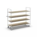Hyllvagn Telma ESD, långa varianter, 4 länkhjul, 4 hyllor, LxBxH 1395 x 470 x 1120 mm, 2 med broms, från 2 st