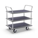 Rullvagn Mateo, 3 hyllplan med glidskydd, 2 skjutbyglar, lastkapacitet 250 kg
