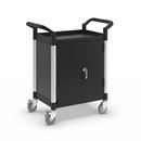 Rullvagn Pelle, med 2 sidoväggar, 1 bakvägg, pardörrar, 2 hyllplan, LxBxH 850 x 480 x 950 mm