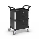 Rullvagn Pelle, med 2 sidoväggar, 1 bakvägg, pardörrar, 3 hyllplan, LxBxH 850 x 480 x 1000 mm