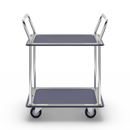 Rullvagn Mateo, 2 hyllplan med glidskydd, 2 skjutbyglar, lastkapacitet 150 kg