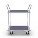 Rullvagn Mateo, 2 hyllplan med glidskydd, 2 skjutbyglar, lastkapacitet 150 kg