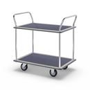 Rullvagn Mateo, 2 hyllplan med glidskydd, 2 skjutbyglar, lastkapacitet 250 kg