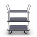Rullvagn Mateo, 3 hyllplan med glidskydd, 2 skjutbyglar, lastkapacitet 150 kg