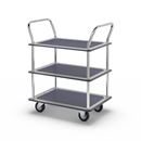 Rullvagn Mateo, 3 hyllplan med glidskydd, 2 skjutbyglar, lastkapacitet 150 kg