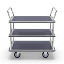Rullvagn Mateo, 3 hyllplan med glidskydd, 2 skjutbyglar, lastkapacitet 250 kg