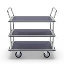 Rullvagn Mateo, 3 hyllplan med glidskydd, 2 skjutbyglar, lastkapacitet 250 kg