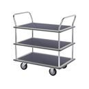 Rullvagn Mateo, 3 hyllplan med glidskydd, 2 skjutbyglar, lastkapacitet 250 kg