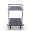 Rullvagn Mateo, 2 hyllplan med glidskydd, 1 skjutbygel, lastkapacitet 250 kg, stötskyddsprofil