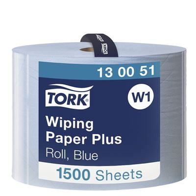 Torkpappersrulle, hybridkvalitet, 2-lagers, blå, 1 rulle, 1500 ark/rulle