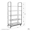 Hyllvagn Nisa, 5 hyllplan, lastytor LxB 1050 x 475 mm