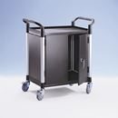 Rullvagn Pelle, med 2 sidoväggar, 1 bakvägg, pardörrar, 2 hyllplan, LxBxH 850 x 480 x 950 mm