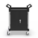 Rullvagn Pelle, med 2 sidoväggar, 1 bakvägg, pardörrar, 2 hyllplan, LxBxH 850 x 480 x 950 mm