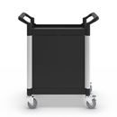 Rullvagn Pelle, med 2 sidoväggar, 1 bakvägg, pardörrar, 2 hyllplan, LxBxH 850 x 480 x 950 mm