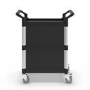 Rullvagn Pelle, med 2 sidoväggar, 1 bakvägg, pardörrar, 3 hyllplan, LxBxH 850 x 480 x 1000 mm