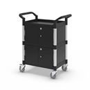 Rullvagn Pelle, med 2 sidoväggar, 1 bakvägg, pardörrar, 3 hyllplan, LxBxH 850 x 480 x 1000 mm