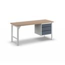Arbetsbänk Jostein, bredd 2000 mm, 3 lådor 1 x 125 / 2 x 175 mm, ljusgrå/antracitgrå