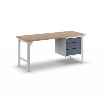 Arbetsbänk Jostein, bredd 2000 mm, 3 lådor 1 x 125 / 2 x 175 mm, ljusgrå/antracitgrå