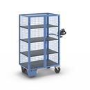 Eldriven hyllvagn Edessa, pardörr, 3 hyllplan, ljusblå