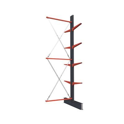 Grenställ Attillo, dubbelsidig, HxB 4000 x 1000 mm, arm 600 mm, utbyggnadssektion