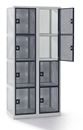 Småfacksskåp Klynne, BxDxH 800x500x1800 mm, klinka, 8 dörrar i 2 skåp, grå/basaltgrå