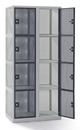 Småfacksskåp Klynne, BxDxH 800x500x1800 mm, klinka, 8 dörrar i 2 skåp, grå/basaltgrå