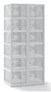 Småfacksskåp Klynne, BxDxH 800x500x1800 mm, klinka,12 dörrar i 2 skåp, grå/grå