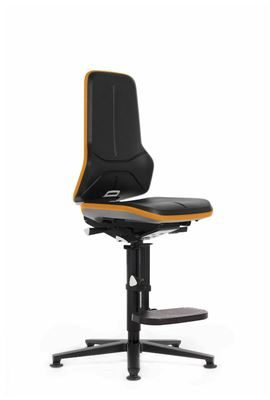 Arbetsstol Elena, permanentkontakt, PU-skum, flexband orange