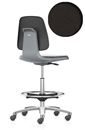 Arbetsstol Bimos Labsit, högstol med sittbromshjul och fotring, sits med tygklädsel, antracit