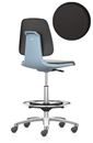 Arbetsstol Bimos Labsit, högstol med sittbromshjul och fotring, sits av PU-skum, blå