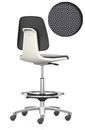 Arbetsstol Bimos Labsit, högstol med sittbromshjul och fotring, sits Supertec, vit