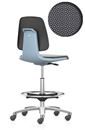 Arbetsstol Bimos Labsit, högstol med sittbromshjul och fotring, sits Supertec, blå