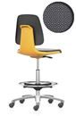 Arbetsstol Bimos Labsit, högstol med sittbromshjul och fotring, sits Supertec, orange