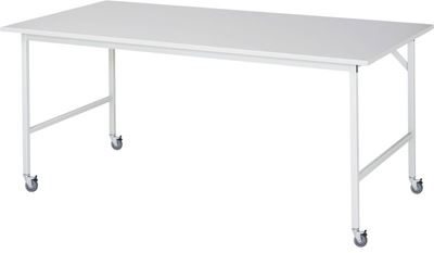 Arbetsbord på hjul Nornor, melaminskiva, tjocklek 22 mm, 30 x 30 mm, BxDxH 2000 x 1000 x 900 mm