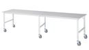 Arbetsbord på hjul Nornor, melaminskiva, tjocklek 22 mm, 60 x 30 mm, BxDxH 4000 x 1000 x 910 – 1230 mm
