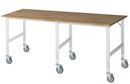 Arbetsbord på hjul Nornor, skiva i massiv bok, tjocklek 25 mm, 60 x 30 mm, BxDxH 2500 x 1000 x 910 – 1230 mm