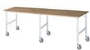 Arbetsbord på hjul Nornor, skiva i massiv bok, tjocklek 25 mm, 60 x 30 mm, BxDxH 3000 x 1000 x 910 – 1230 mm