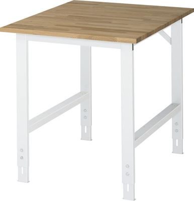 Arbetsbord Rickard, stativ 60 x 30 mm, skiva i massiv bok, BxD 750 x 1000 mm, ljusgrå