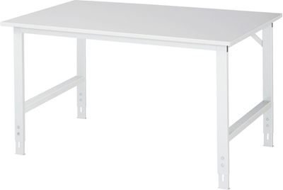 Arbetsbord Rickard, stativ 60 x 30 mm, melaminbelagd skiva, BxD 1500 x 1000 mm, ljusgrå